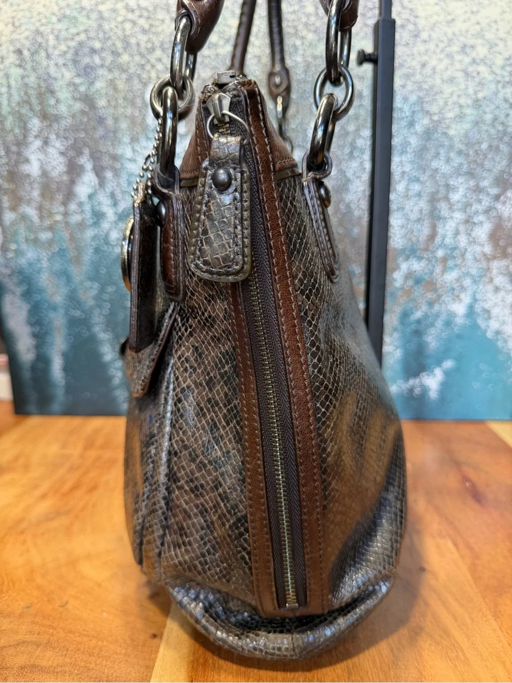 Coach Old Money 2011 Kristin Python Embossed Leather Tote Bronze